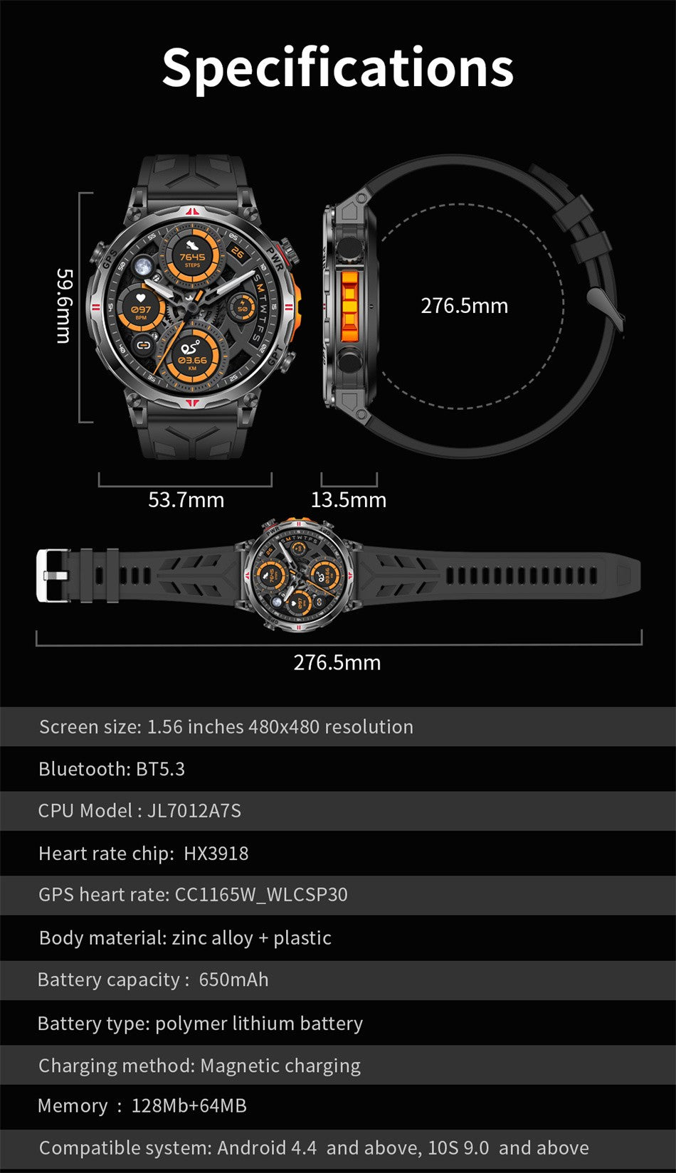 New T-Rex 3 Smart Watch Men GPS Positioning Military 5ATM Waterproof Watch 650mAh Battery Compass Altimeter GPT Assistant Watch