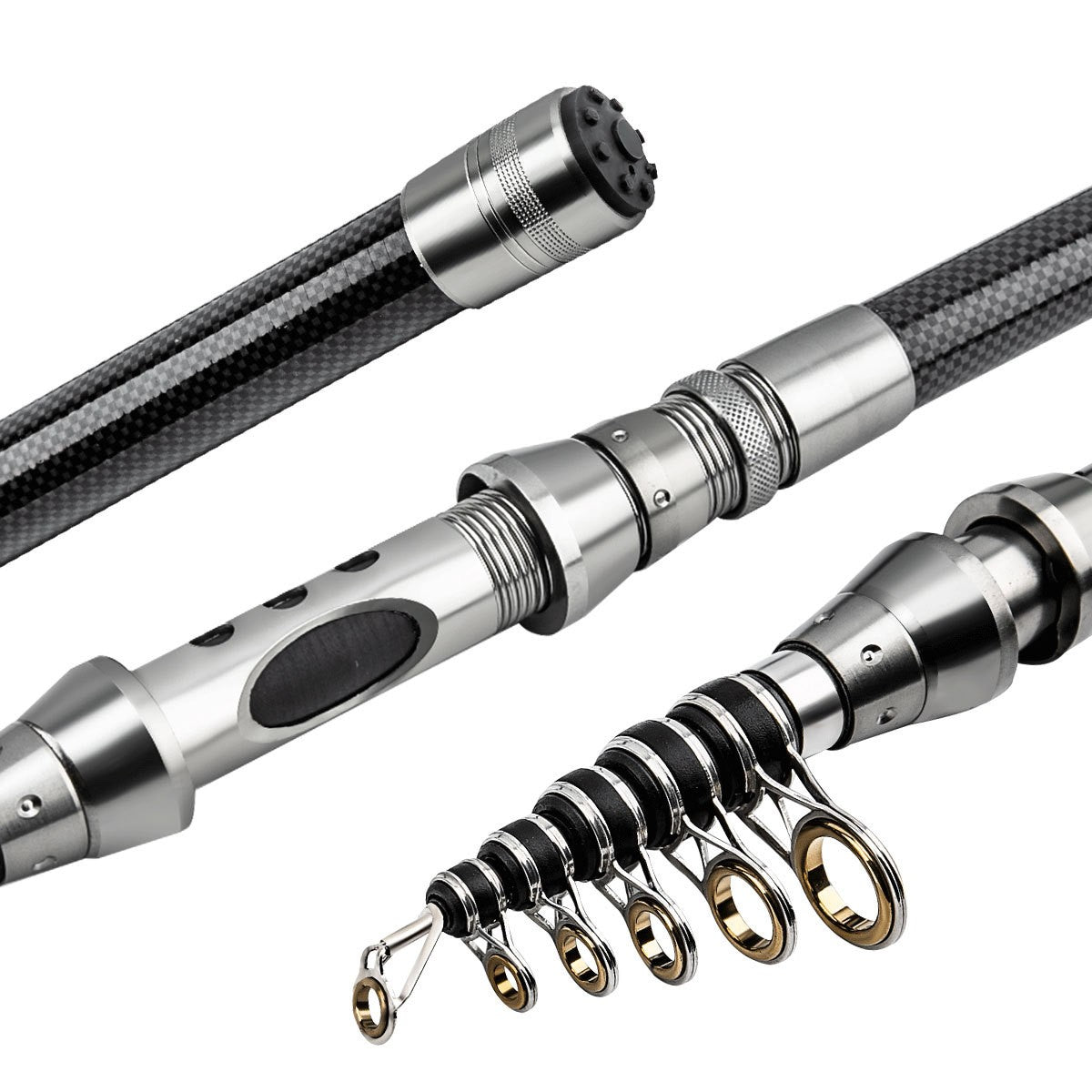 1.8-3m Carbon Fiber Fishing Rods and Reel Combo Super Hard Telescopic Fishing Pole Spinning Reel Kit