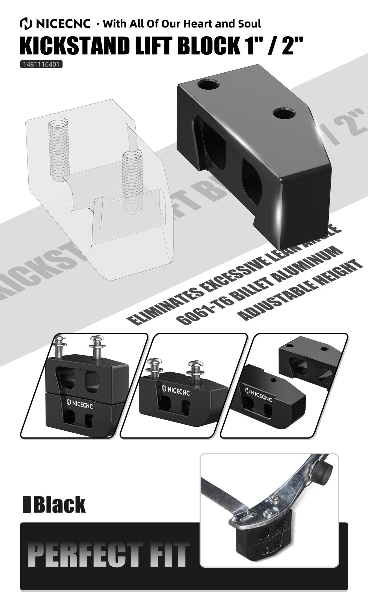 Para Harley Street Glide FLHX Road King 2006-2024 Bloco de Elevação de Cavalete 1"/2" Para Harley Electra Glide Standard Ultra Limited