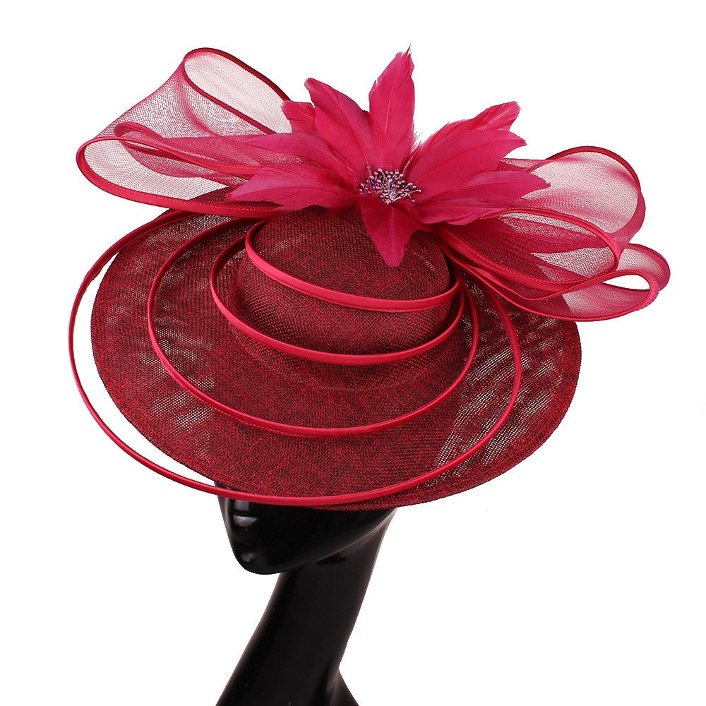 Chapéus Fascinators Femininos Multimodais com Laço de Flor Imitação Chapéu Noiva Derby Pillbox Casamento Acessórios de Cabelo