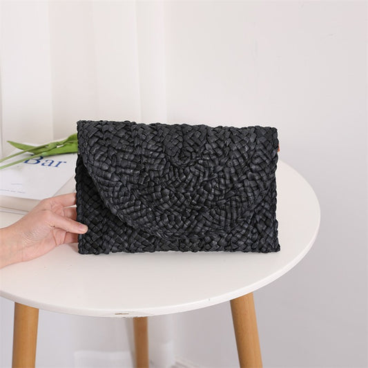 Yogodlns Corn Husk Weave Dinner Clutch Bag Women's Fashion Simple Straw Large Purse Woman Summer Casual Vacation Ladies Wallet