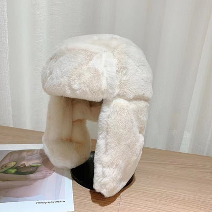 Gorros Femininos de Inverno Quentes e Grossos Estilo Russo, Moda Coreana Ushanka, Chapéu de Aviador com Protetor de Orelha, Chapéu Bomber Feminino Ajustável, Tendência