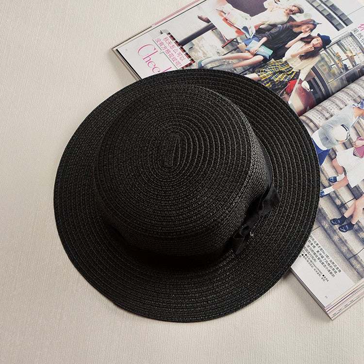 Chapéu Panamá COKK, Simples, de Verão, Praia, Feminino, Casual, Aba Reta, Chapéu de Palha com Laço para Meninas, Chapéu de Sol, Chapéu Feminino