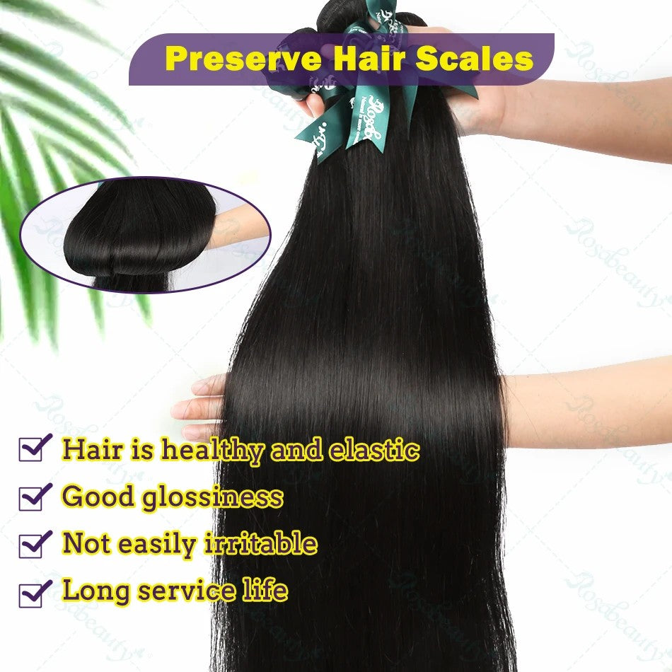 Rosabeauty 30 32 40 Polegadas Pacotes 1 2 3 4 5 Liso Osso Brasileiro Cabelo Humano Remy Pacotes Extensões Tissage Para Mulheres