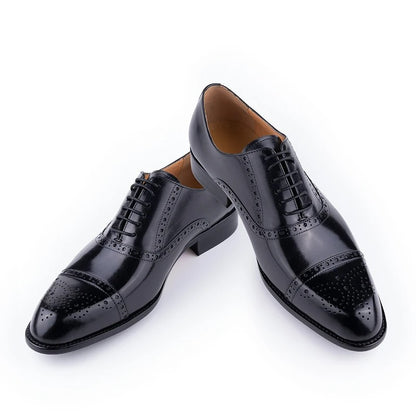 Classic Brogue Shoe Men's Business Suits Matches New Style Genuine Cowhide Handmade Formal Office Wedding Party Mans Dress Shoes