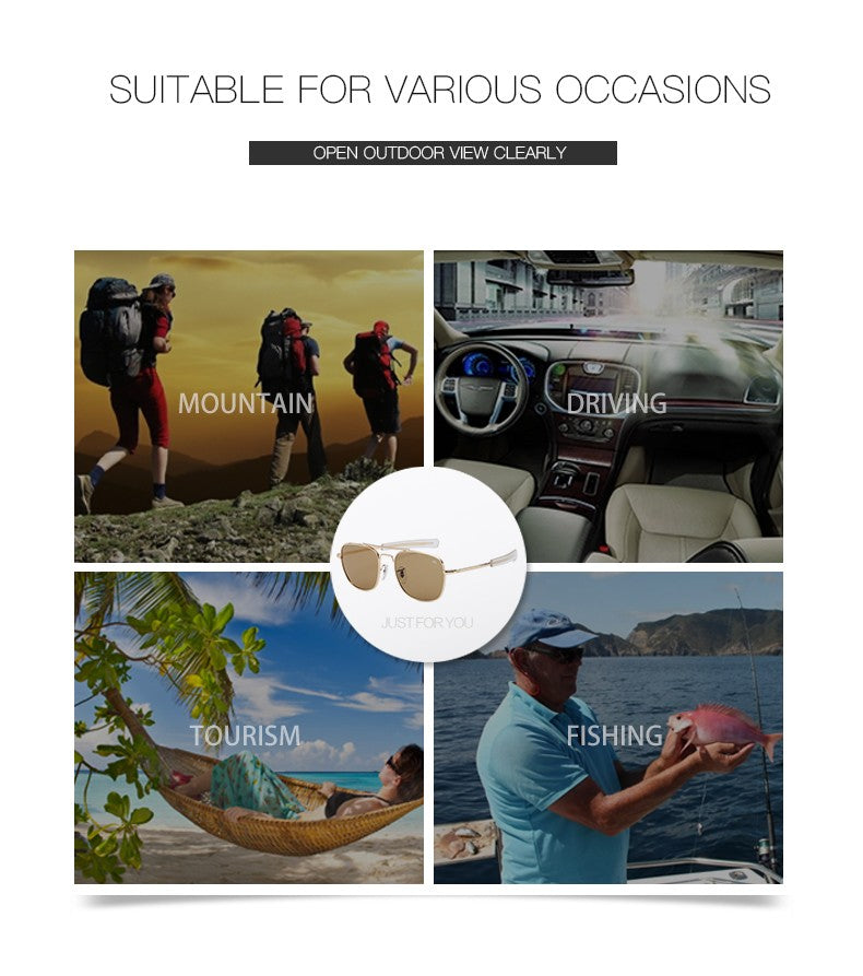 Fashion Aviation Sunglasses Men Luxury Brand Designer Square Sun Glasses for Male American Army Military Oculos