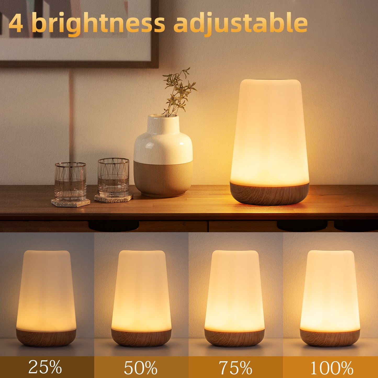 13 RGB Color Changing Portable Bedside Lamp Dimmable Remote Control USB Rechargeable Touch Night Light for Living Room Bedroom G