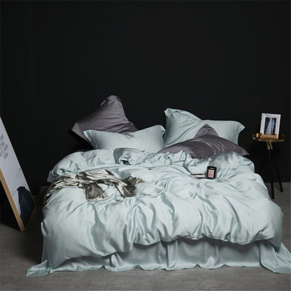 Liv-Esthete Conjunto de Cama Verde Escuro 100% Seda Saudável Pura Seda Luxo Queen King Capa de Edredom Lençol de Elástico Fronha Conjunto de Roupa de Cama