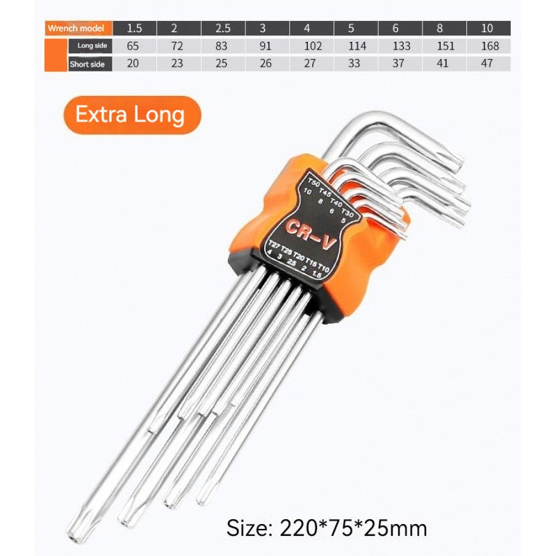 9PCS/Set L Type Double-End Screwdriver Hex Wrench Set Allen Key Hexagon Flat Ball Torx Star Head Spanner Key Set Hand Tools