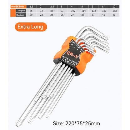 9PCS/Set L Type Double-End Screwdriver Hex Wrench Set Allen Key Hexagon Flat Ball Torx Star Head Spanner Key Set Hand Tools