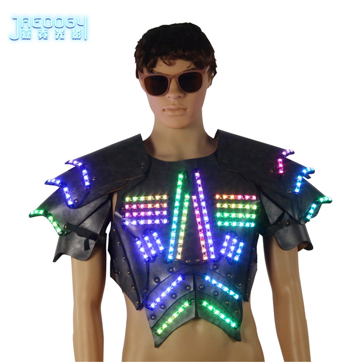 Men's Luminous Clothing Night Show Props Halloween LED Luminous Armor Stage COSPLAY Fluorescent Party Vest