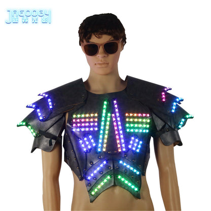 Men's Luminous Clothing Night Show Props Halloween LED Luminous Armor Stage COSPLAY Fluorescent Party Vest