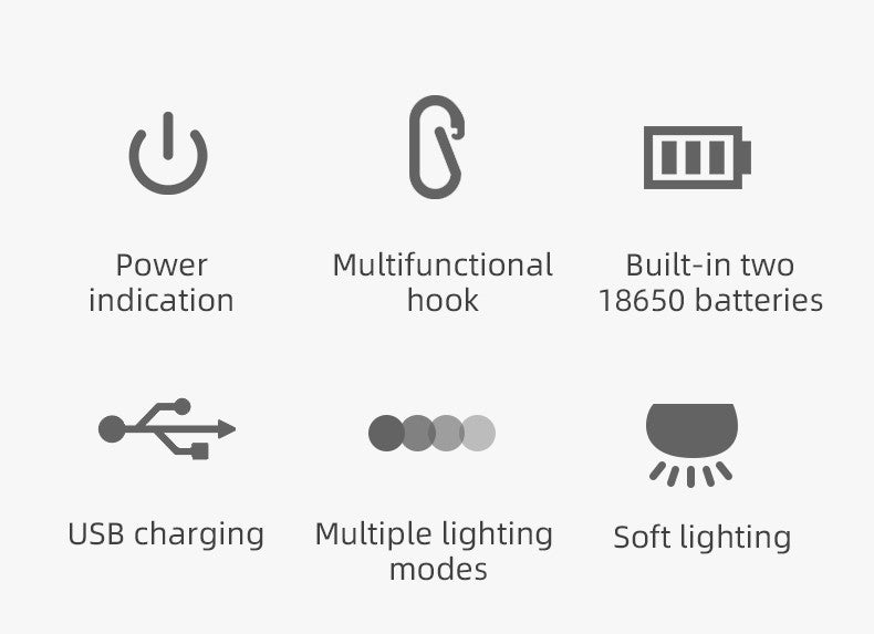 Lanterna de acampamento LED externa LV10 230 horas Recarregável com ímã Acessório de iluminação Luz de emergência portátil