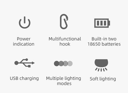Lanterna de acampamento LED externa LV10 230 horas Recarregável com ímã Acessório de iluminação Luz de emergência portátil