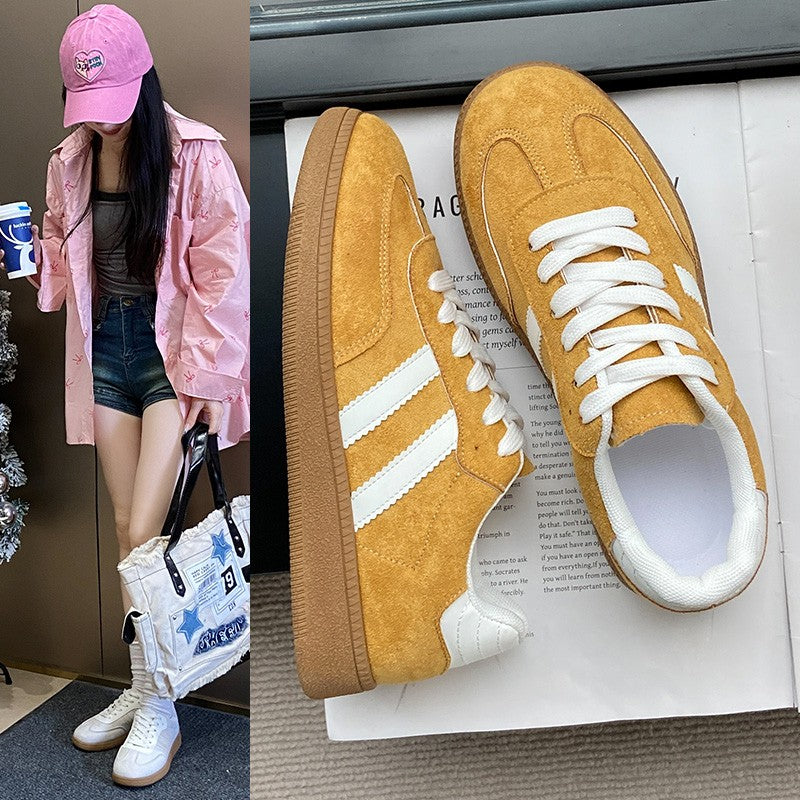 2025 Autumn New  Fashionable Comfortable Casual Sneakers Retro Thick-soled Sneakers Women's College Style Board Shoes Big Size