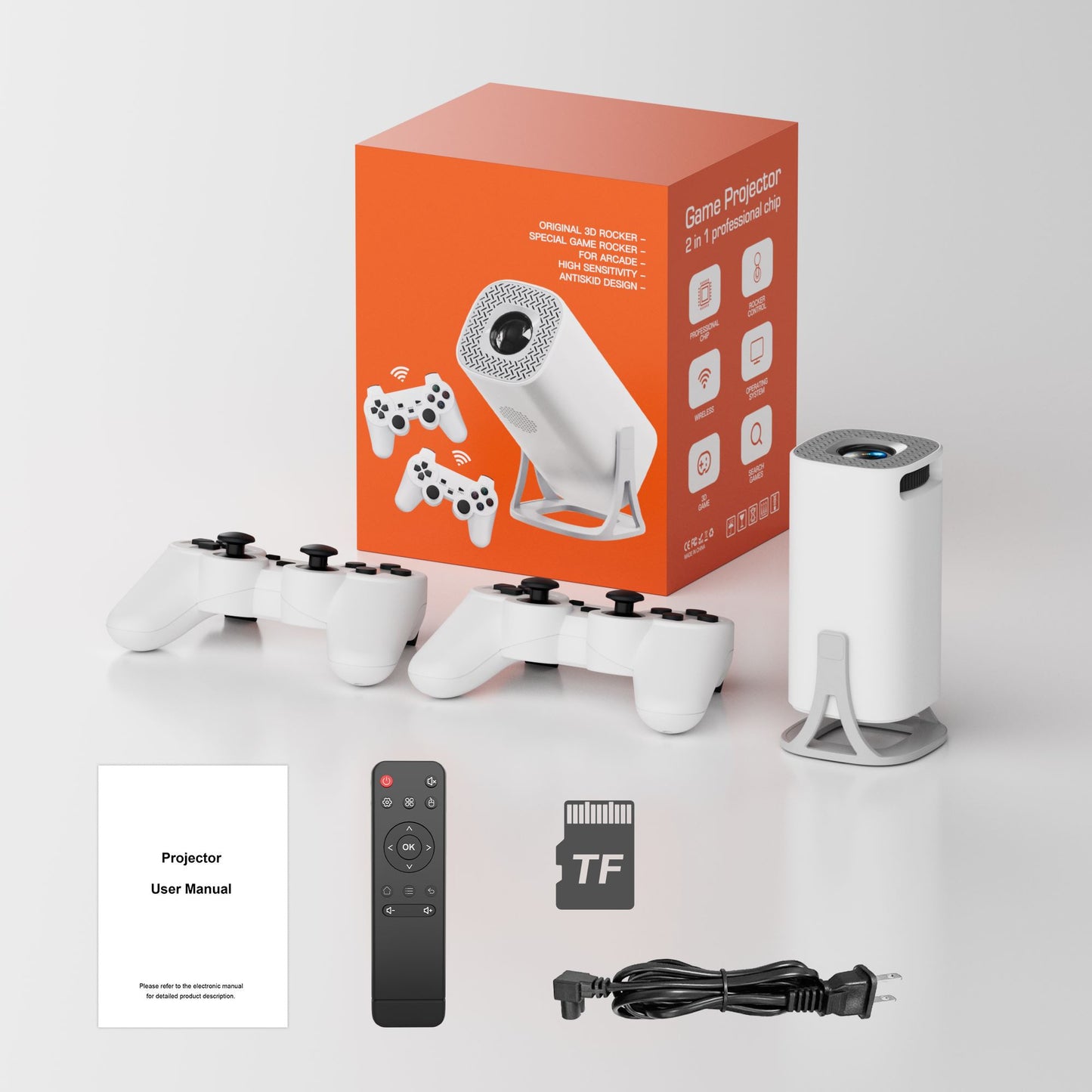 Projetor para Jogos S40GE Android 11 64 GB Cartão TF Controle de Jogo Sem Fio Wi-Fi Duplo Projetor Portátil para Home Theater 1280*720P