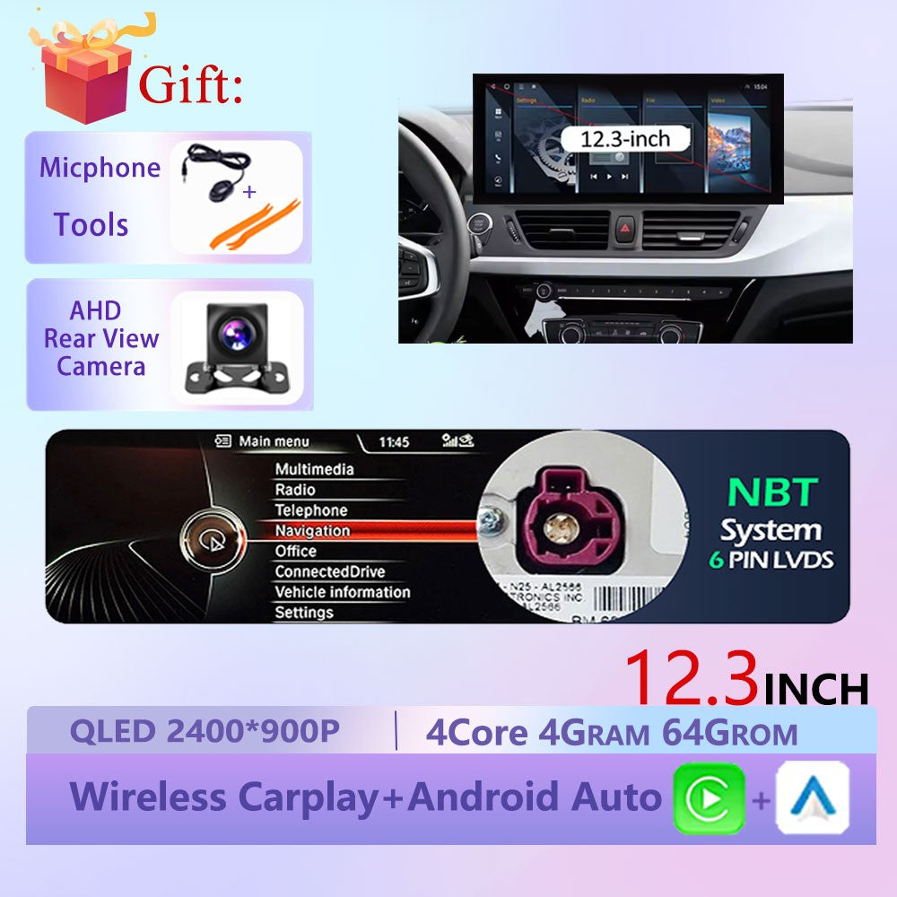 Estéreo Touchscreen Wireless CarPlay Android 15 Para BMW Série 1 F20 F21 F22 F23 2016 - 2023 Sistema NBT/EVO WiFi GPS 4G F6NAVI