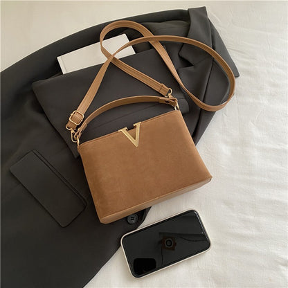 Fashionable Mini Suede Women's Bag, Faux Suede Tote Bag, Hardware Lock Buckle Decoration Handbag Purse Shoulder Cross Body Bags