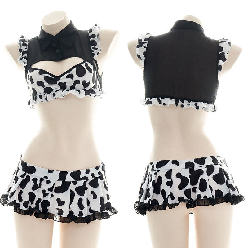 AniLV Cow Series Swimsuit Bodysuit Bikini Maid Unifrom Costume Summer Beach Kawaii Girl Swimwear Skirt Uniform Set Cosplay