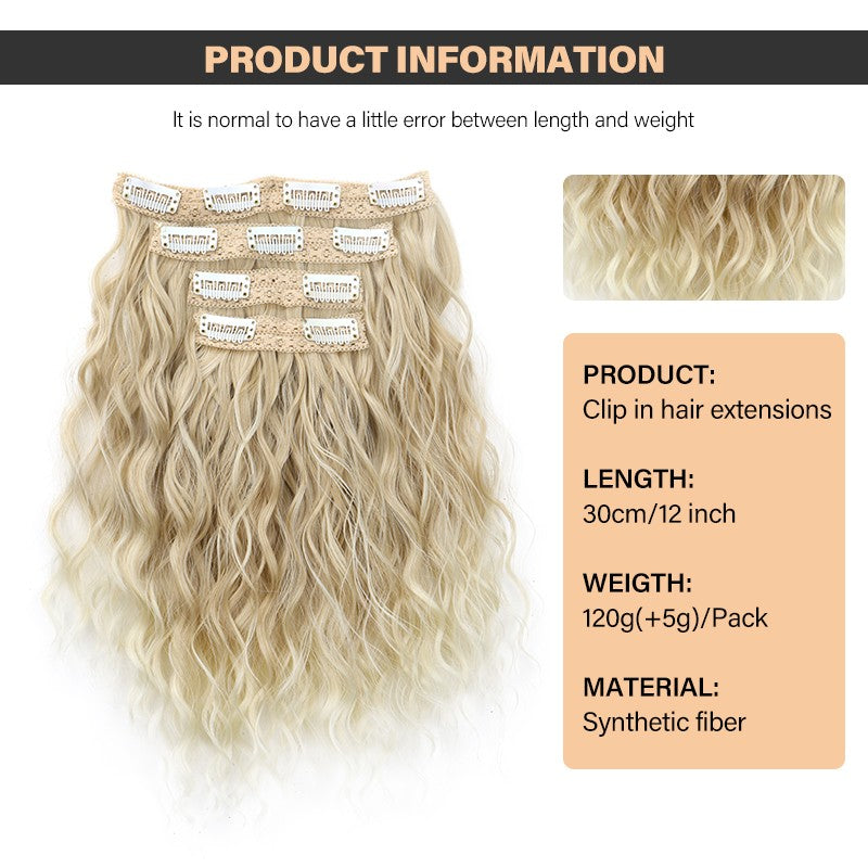 4 peças/conjunto Apliques Sintéticos de Cabelo Curto com Ondas de Água Macios Fofos Cacheados Peruca Acessórios de Cabelo da Moda A