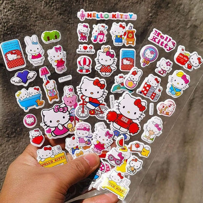 6/12pcs 3D Cartoon Kitty Puffy Stickers Sheets Kids Boys Girls Reward Bulk Assorted Scrapbook Stickers Party Favors Gifts DIY