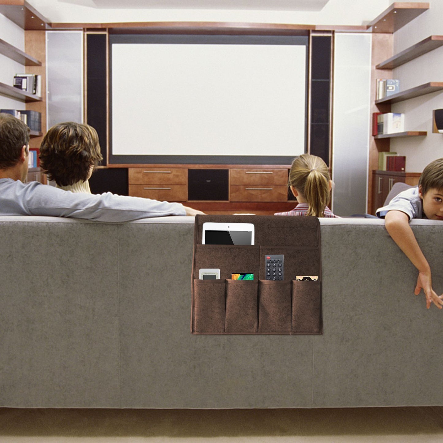 Household Armchair Caddy Felt Couch Recliner Armrest Organizer for Magazine Tablet Cell Phone Remote Control Hanging Storage Bag