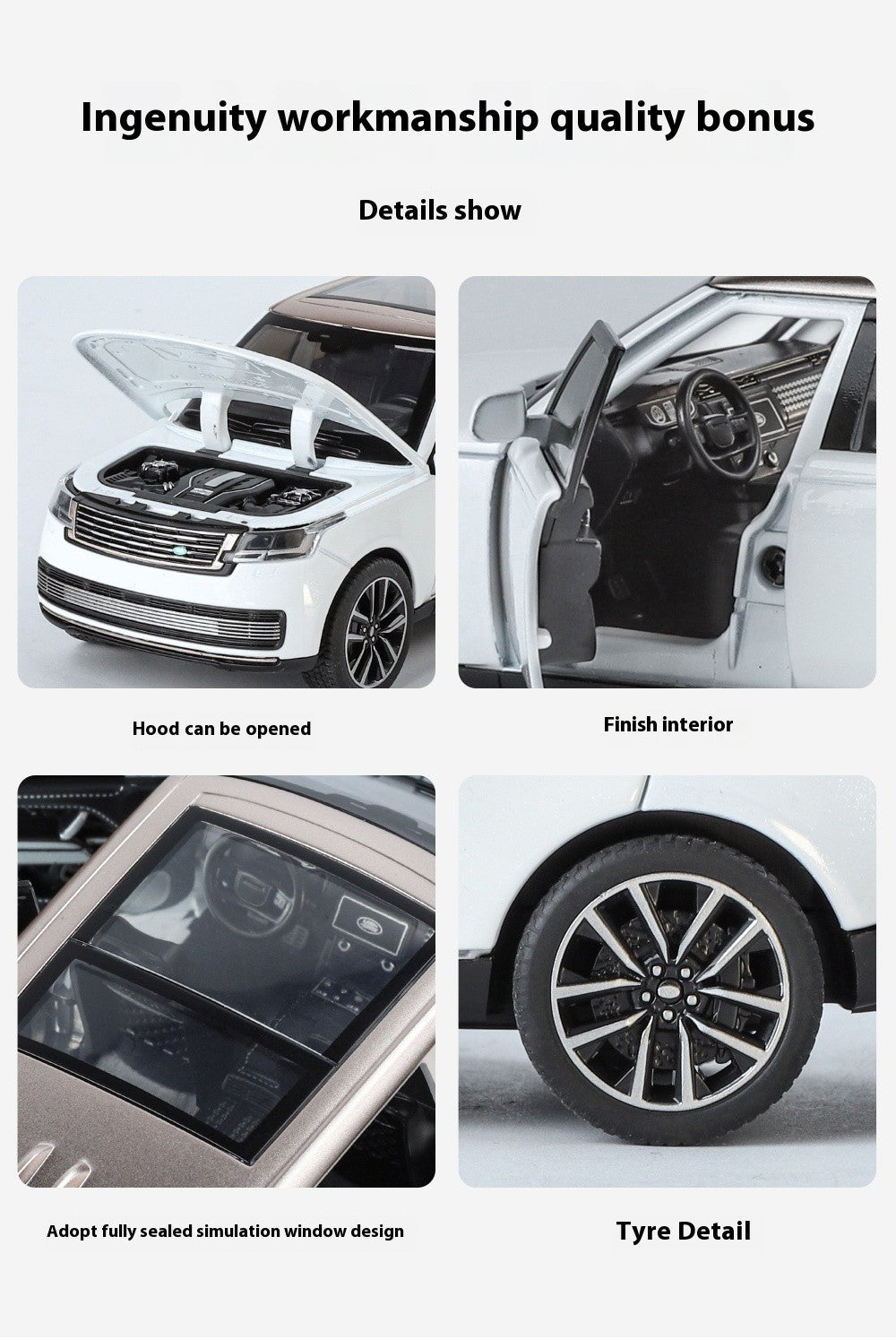 1:32 Land Rover Range Rover SV2022 SUV Diecast Alloy Model Computer Desktop Ornaments Miniatures Model Present for Childrens