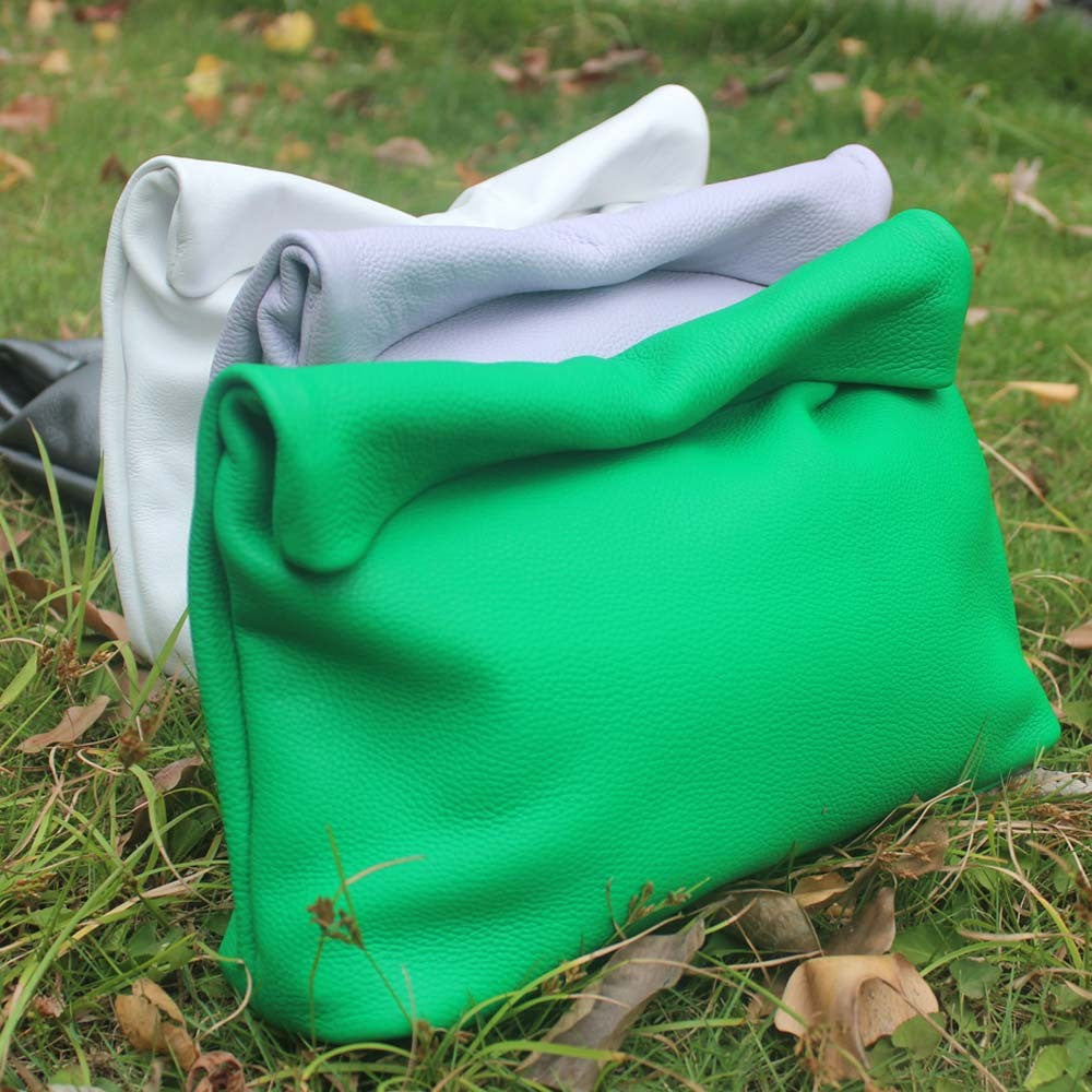 100% genuine leather Cowhide Handbag High Quality Leather Women's Foldable Designer Handbag Simple Magnet Handle Bags