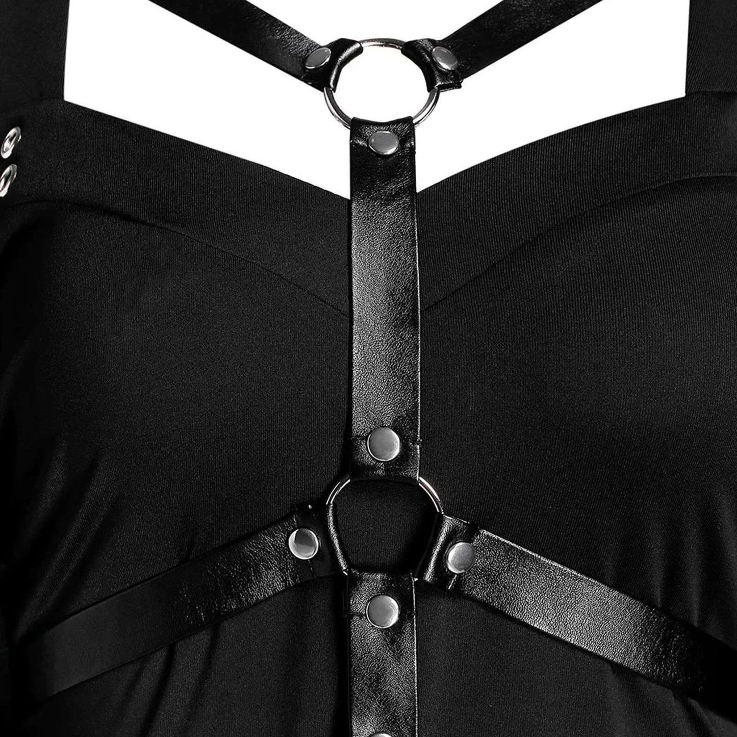 Gothic Style Long Dress Wide Hemline Irregular Splicing Women's Tank Top For Halloween Unique Fashion Statement Dress