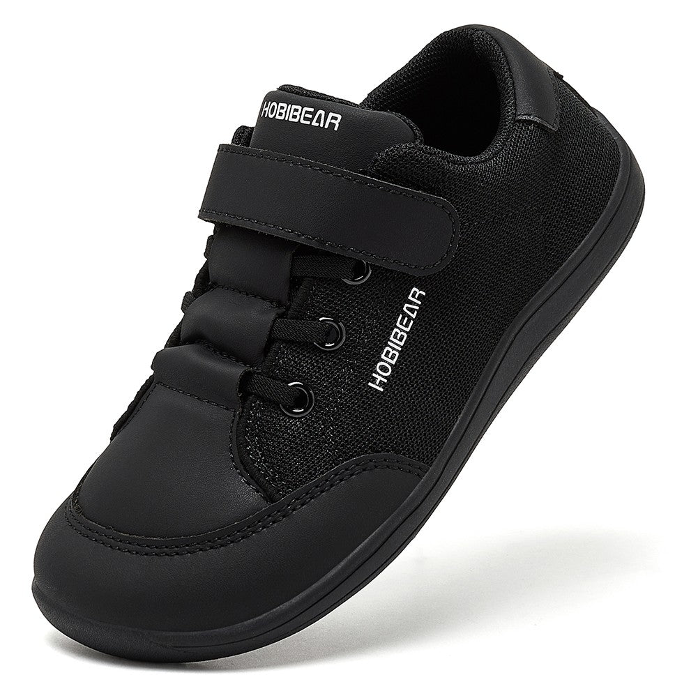 HOBIBEAR Kids Wide Toe Barefoot Shoes Boys Girls  Minimalist Sneakers Lightweight Hook Loop Mesh Artificial Leather Shoes