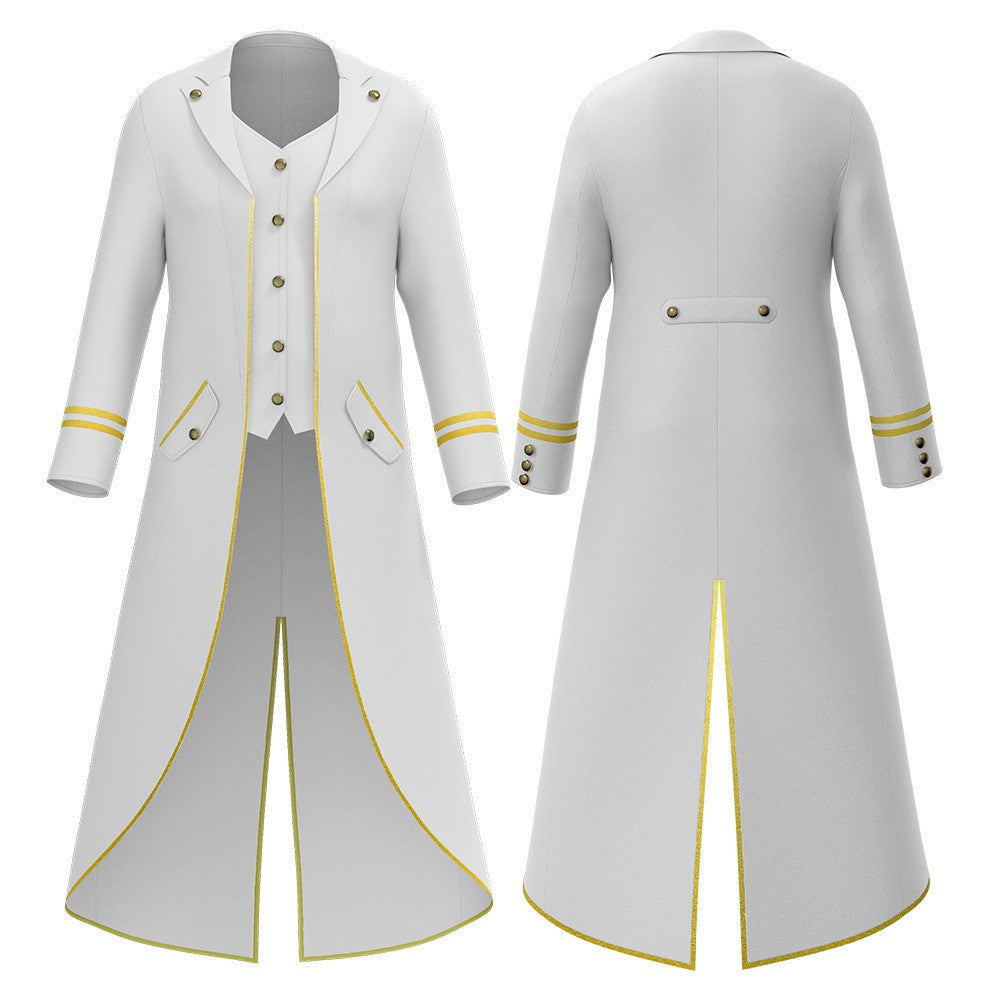 Halloween Performance Costume Medieval Retro Mid-Length Tailcoat Gothic Steampunk Coat