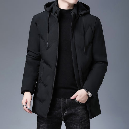 Top Grade Designer New Brand Men Parka Jacket Thick Casual Fashion Windbreaker Hooded Quilted Bubble Coats Long Mens Clothes