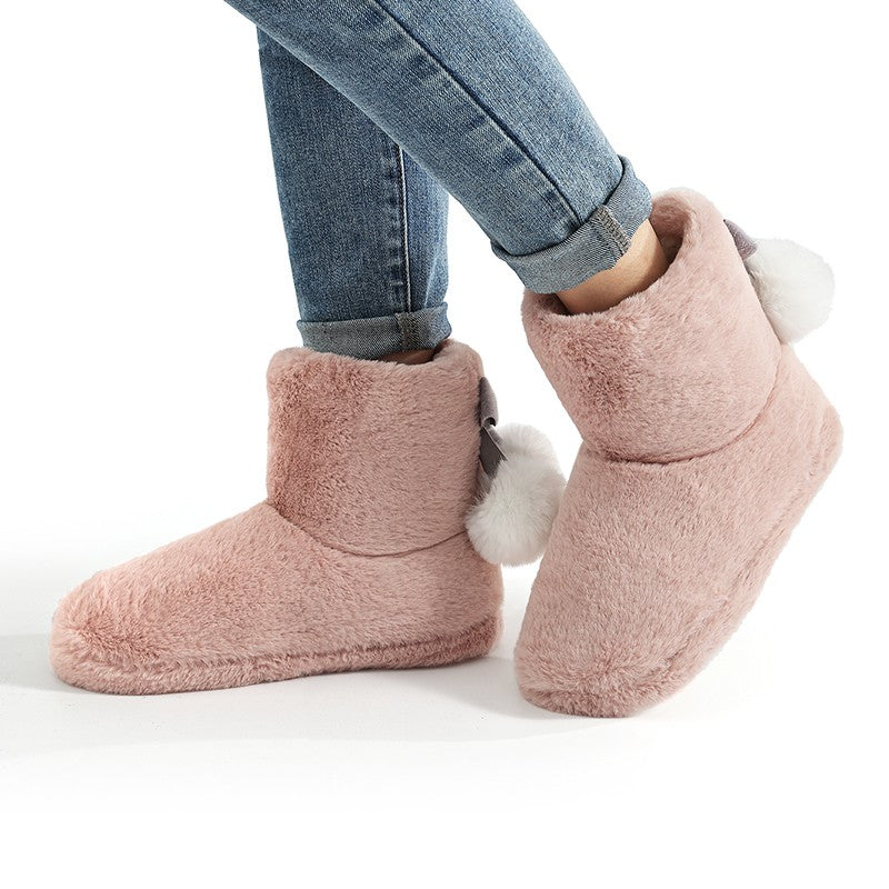 Gacimy Women's Winter Plush Snow Boots Outdoor Non-slip Casual Furry Cotton Boots Indoor Warm Cozy House Shoes Fuzzy Flat Boots
