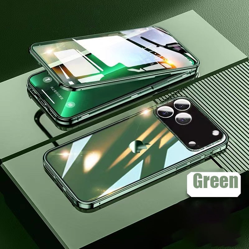 Capa Protetora 360° Magnética de Metal com Vidro Dupla Face e Trava de Encaixe para iPhone 17 Pro Max/17/Air/17 Pro