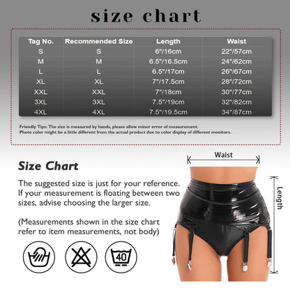 Womens Garters Latex Skirts Ladies Suspender Belt Wet Look Patent Leather Mini Skirts Garters with Metal Clips Clubwear Costume