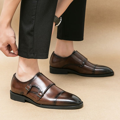 Large size men's three-point casual leather shoes men's leather business gentleman British style dress men Mengke shoes