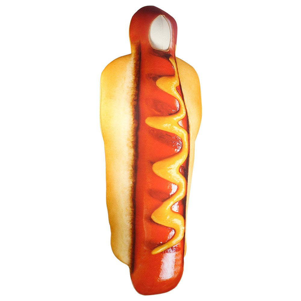 Adult Funny 3D Print Hot Dog Costume Halloween Food Sausage Pizza Burger French Fries Cosplay One-Piece Costume Party Jumpsuit