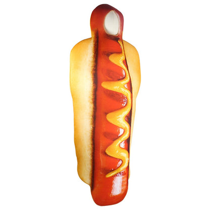 Adult Funny 3D Print Hot Dog Costume Halloween Food Sausage Pizza Burger French Fries Cosplay One-Piece Costume Party Jumpsuit