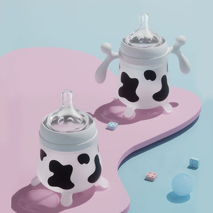 Silicone Baby Feeding Bottle Cute Cow Imitating Breast Milk For Newborn Infant Anti colic Anti choking Milk Feeding Supplies New