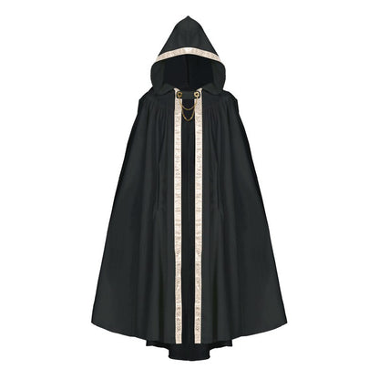 Elegant Medieval Hooded Floor Length CloakTrim Cape Chain Brooch for Adult Wedding Photoshoot Halloween Gothic Cosplay Costume