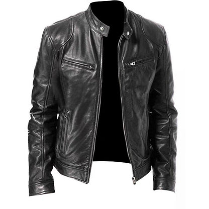 Latest Model Motorcycle Leather Jackets Man Casual Fashion Motorcycle Coat Slim Fit Lapel PU Jackets Anti-wind Leather Coat Male