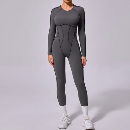 One-piece Yoga Jumpsuit Women Long Sleeved Set Quick Drying Yoga suit Gym Training Suit  Sportswear Bodysuits Women Fitness Set