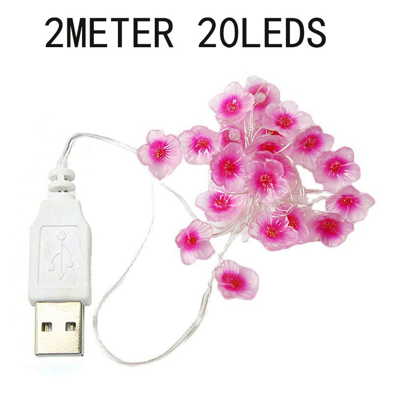 Cherry Blossom String Light Garland Artificial Flower Vines Fairy Lights for Christmas Wedding Party Bedroom Decoration