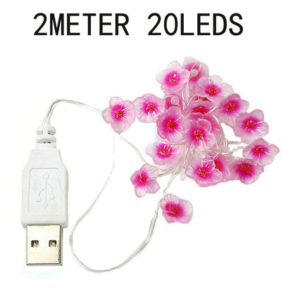 Cherry Blossom String Light Garland Artificial Flower Vines Fairy Lights for Christmas Wedding Party Bedroom Decoration
