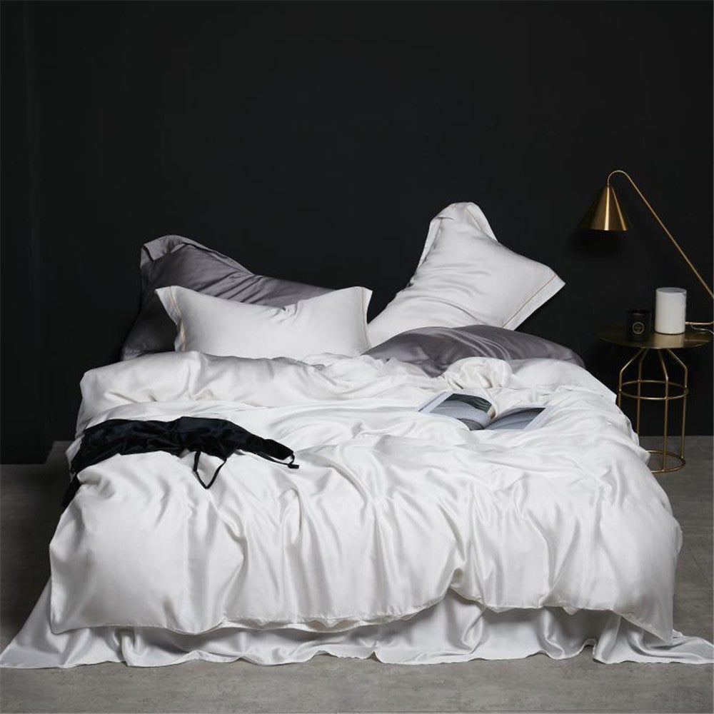 Liv-Esthete Conjunto de Cama Verde Escuro 100% Seda Saudável Pura Seda Luxo Queen King Capa de Edredom Lençol de Elástico Fronha Conjunto de Roupa de Cama