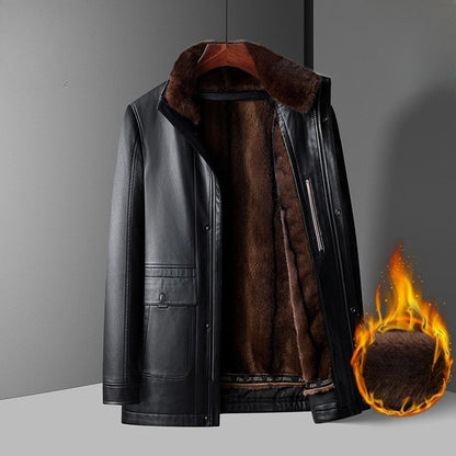 Outcoat Winter Faux Leather Jacket Detachable Golden Mink Fleece Inner Lining Top Layer Faux Deerskin One-piece Warm Men's Coat