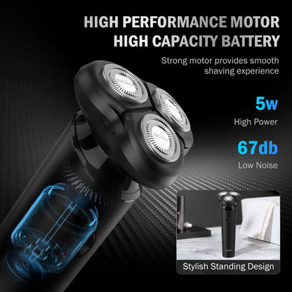 Sejoy Electric Razor for Men 3-Blade Rotary Shaving Machine,Electric Shaver Type-C Fast Charging,LED Display Hair Timmer