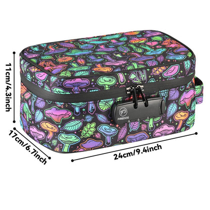 Large Smell Proof Case With Lock Mushroom Print Travel Portable Storage Bag with Handle