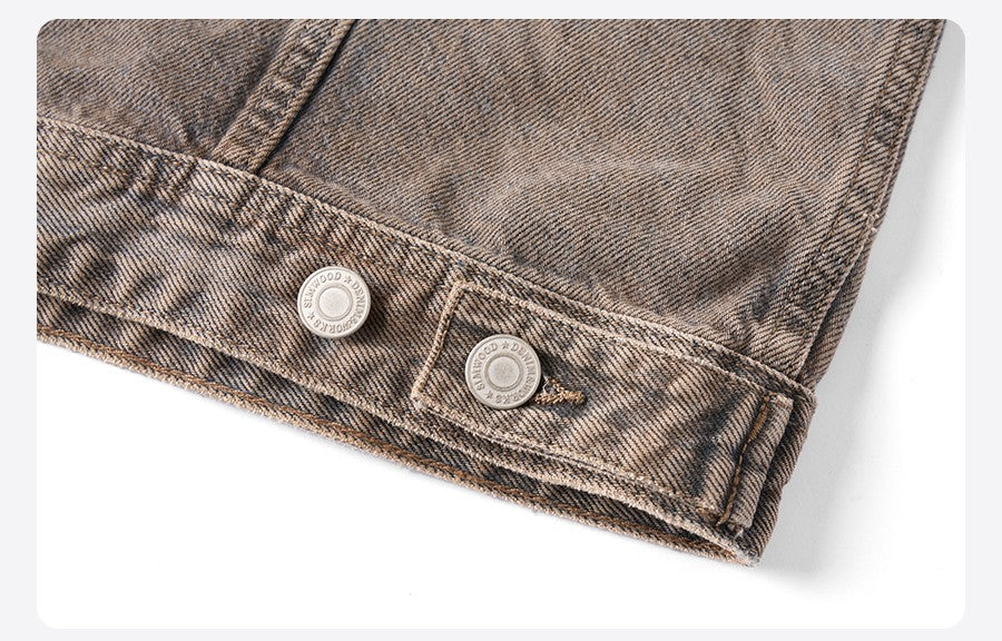 SIMWOOD 2025 Autumn New Oversize Washed Vintage Denim Jackets Men 12.5oz Plus Size Coats