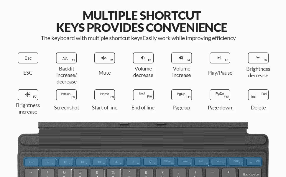 Wireless Bluetooth Keyboard For Microsoft Surface Pro 3 4 5 6 7 7+,Detachable Slim Type Cover Keyboard Trackpad For Surface Pro